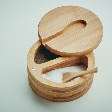 Logo trade promotional giveaways image of: Salt and pepper bamboo box
