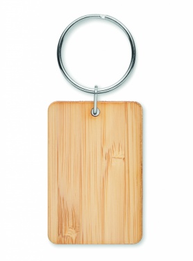 Logo trade promotional giveaway photo of: Rectangular bamboo key ring Riihimäki