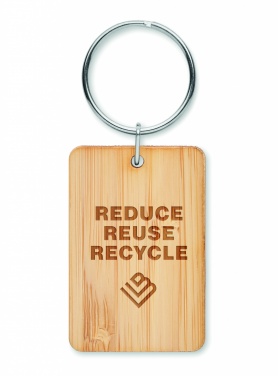 Logotrade promotional item image of: Rectangular bamboo key ring Riihimäki