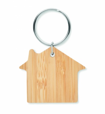 Logo trade promotional gifts image of: House shaped bamboo key ring Järvenpää