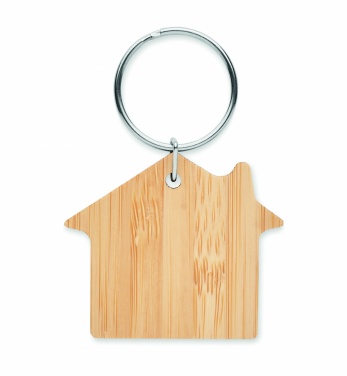 Logotrade promotional giveaway image of: House shaped bamboo key ring Järvenpää