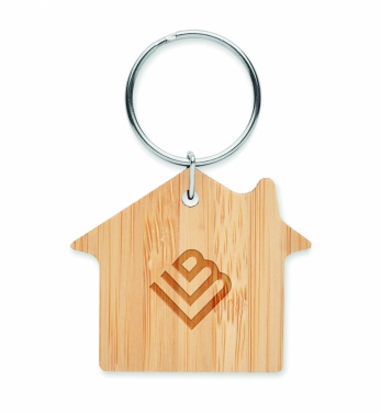 Logotrade corporate gift picture of: House shaped bamboo key ring Järvenpää
