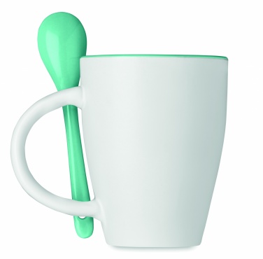 Logo trade advertising product photo of: Bicolour mug with spoon 250 ml