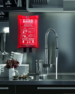 Logo trade corporate gifts picture of: Fire blanket in pouch 100x95cm