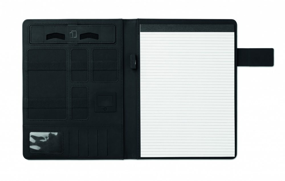 Logo trade promotional giveaways image of: A4 folder with power bank