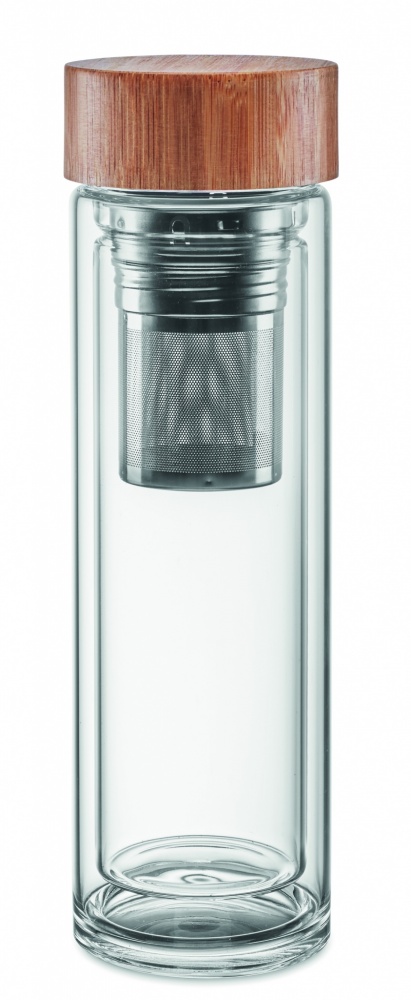 Logotrade promotional product picture of: Double wall glass bottle 400ml München