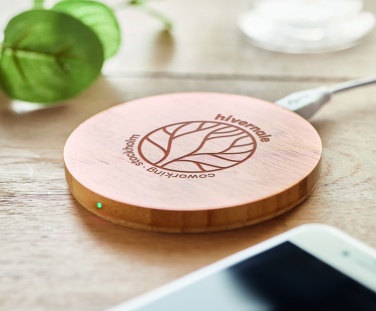 Logo trade promotional items picture of: Wireless charger bamboo 5W