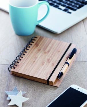 Logo trade advertising products picture of: Bamboo notebook with pen lined BAMBLOC