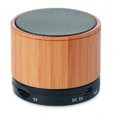 Logotrade corporate gifts photo of: Round Bamboo wireless speaker