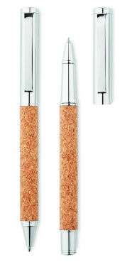 Logotrade promotional products photo of: Metal Ball pen set in cork box