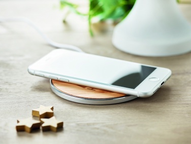 Logo trade business gift photo of: Bamboo wireless charger 10W DESPAD