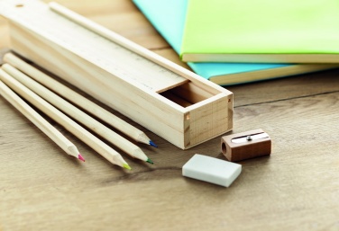 Logo trade corporate gifts picture of: Stationery set in wooden box