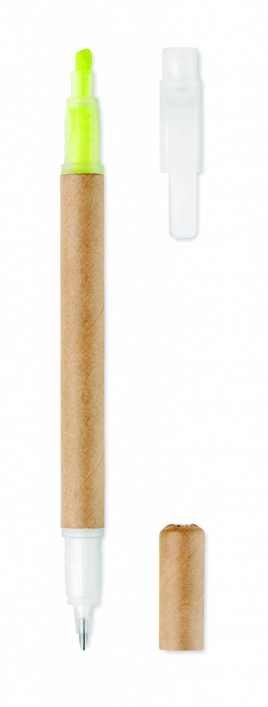 Logo trade promotional giveaway photo of: 2 in 1 carton pen highlighter