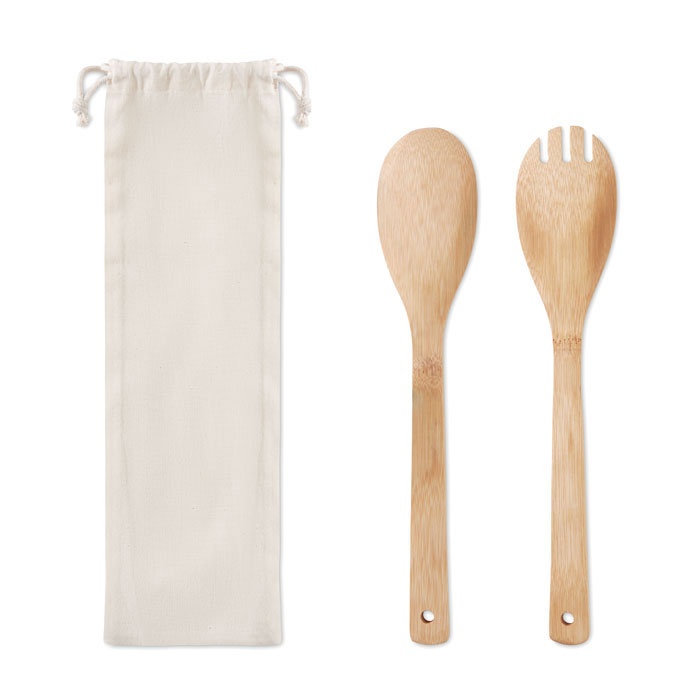Logo trade business gifts image of: Set bamboo utensils salad