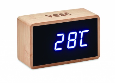 Logo trade promotional gift photo of: LED alarm clock bamboo casing Düsseldorf
