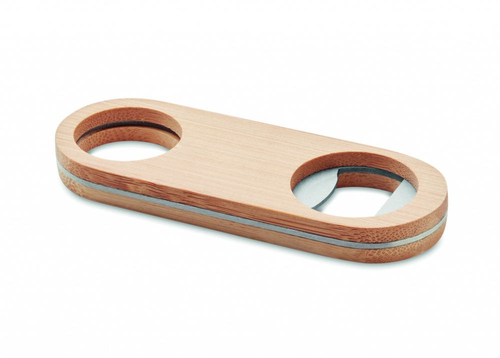 Logo trade promotional giveaway photo of: Oval Bamboo bottle opener VALBAMPER