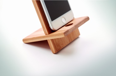 Logo trade corporate gifts picture of: Bamboo phone stand/ holder WHIPPY