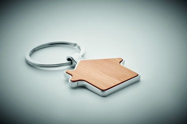 Logo trade promotional merchandise image of: House key ring metal bamboo NORDIC