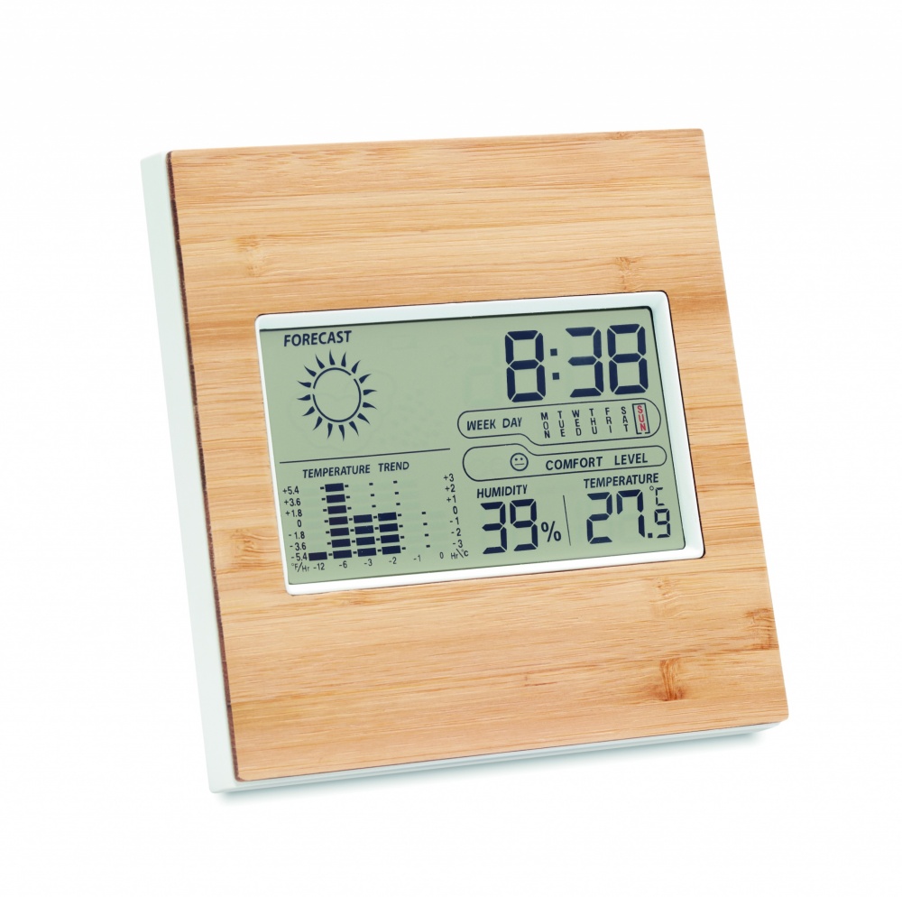 Logotrade promotional merchandise photo of: Weather station bamboo front TURKU
