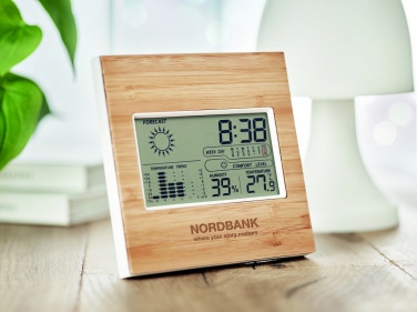 Logo trade promotional products picture of: Weather station bamboo front TURKU