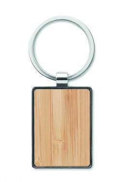 Logo trade promotional gift photo of: Rectangular key ring bamboo WEST
