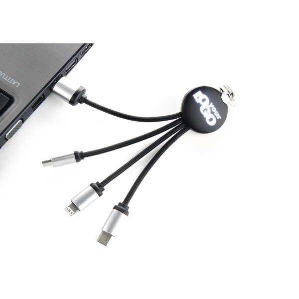 Logotrade promotional merchandise image of: 3in1 cable with enlighted logo for engraving, RXD-368