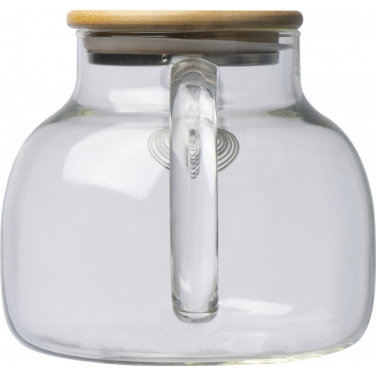 Logo trade corporate gifts image of: Glass jug with bamboo lid FRANKFURT 1000ml