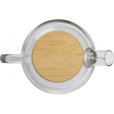 Logo trade promotional giveaway photo of: Glass jug with bamboo lid FRANKFURT 1000ml