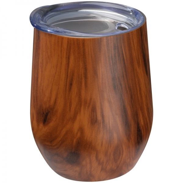 Logotrade promotional giveaway picture of: Stainless steel mug with wooden look BRIGHTON 380 ml