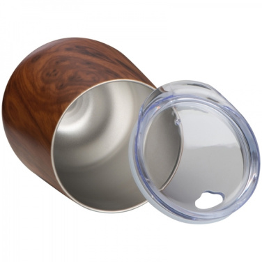 Logotrade promotional item picture of: Stainless steel mug with wooden look BRIGHTON 380 ml