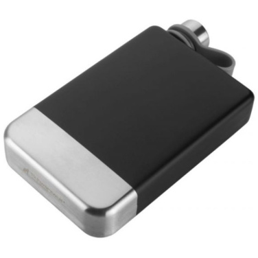 Logo trade promotional giveaways image of: Hip flask set TAHAT Schwarzwolf