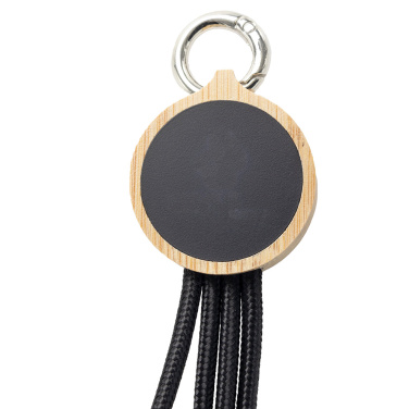 Logotrade promotional gift image of: 4-in-1 cable with elighted logo in a wooden casing, LH-ZMU05