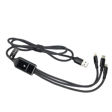 Logotrade promotional item image of: 3 in 1 cable with elighted logo Pierre Cardin