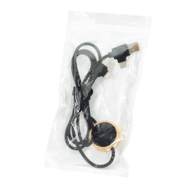 Logo trade corporate gifts picture of: 4in1 long wooden cable with elighted logo for engraving