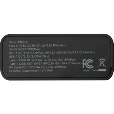 Logo trade business gift photo of: Power bank 20 000 mAh MARABELLA MoLu