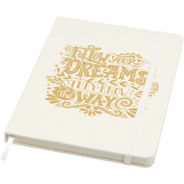 Logo trade promotional merchandise photo of: Bass A5 recycled hard cover notebook with lined pages