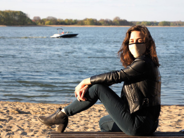 Logo trade business gift photo of: MARS PRO cotton mask (size M) with pocket and HEPA filter 1380165