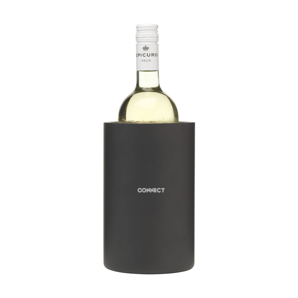Logo trade corporate gifts image of: CoolSteel Black wine cooler
