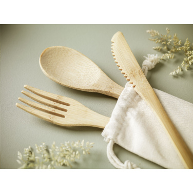 Logo trade promotional gift photo of: Bambu Cutlery Set