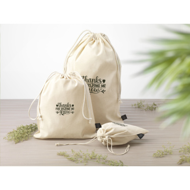 Logotrade promotional giveaway picture of: Gift Pouch Natural GRS Recycled Cotton (150 g/m²) L