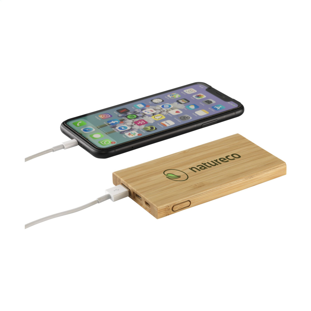 Logo trade business gifts image of: Bamboo 4000 Powerbank external charger