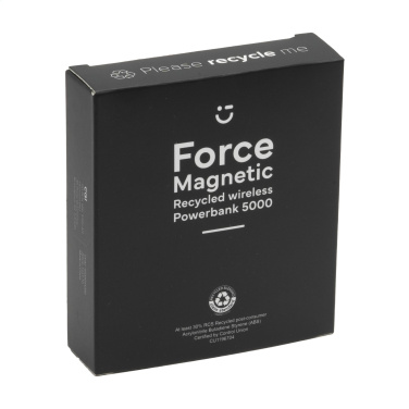Logo trade promotional items image of: Force Magnetic RCS Recycled Wireless Powerbank 5000