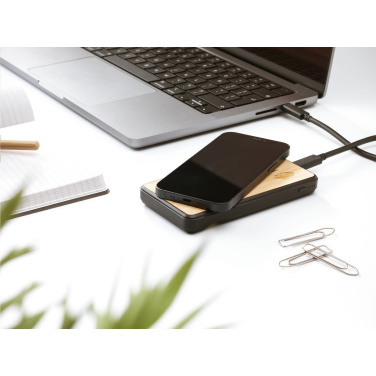 Logo trade promotional gifts image of: Boru Bamboo RCS Recycled ABS Powerbank Wireless Charger
