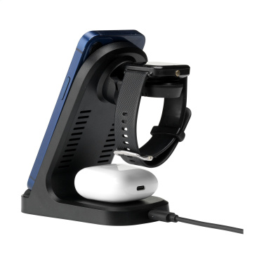 Logotrade corporate gift picture of: Triple-Up RCS Recycled ABS Wireless Charger Stand