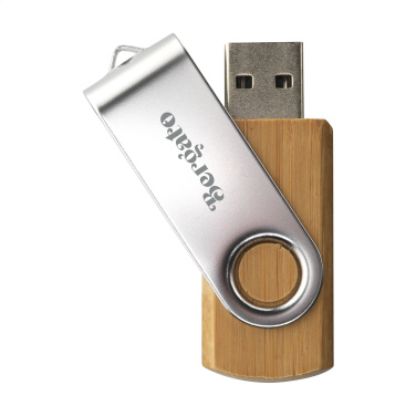 Logo trade promotional items picture of: USB Twist Bamboo 32 GB