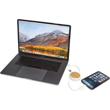 Logotrade business gift image of: Chechia 5-in-1 recycled plastic 100 cm retractable data sync and 45W fast charge cable