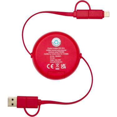 Logo trade promotional products picture of: Alasia 5-in-1 100 cm recycled plastic and aluminium retractable data sync and 45W fast charge cable