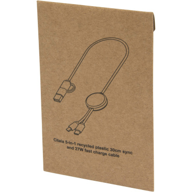Logo trade promotional products image of: Citala 5-in-1 recycled plastic 30 cm data sync and 27W fast charge cable