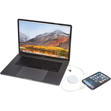 Logotrade promotional gift image of: Citala 5-in-1 recycled plastic 90 cm retractable data sync and 40W fast charge cable