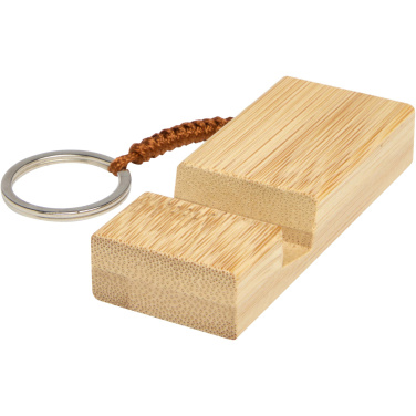 Logotrade promotional giveaway image of: Bosona bamboo phone holder with keychain